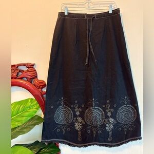 Women’s Benard Sport Boho Black Abstract Floral Patterned Cotton Maxi Skirt